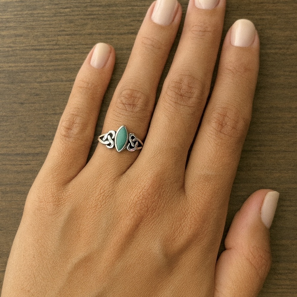 NWT Artisan 925 Sterling Silver and Turquoise Celtic Ring! Sizes 6-10! - Picture 4 of 5